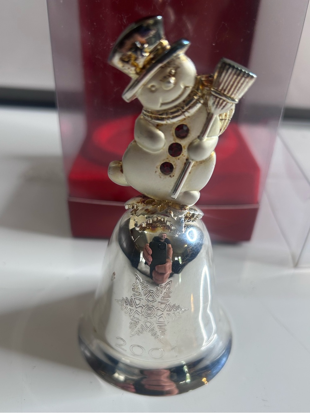 Lenox 2001 25th Annual Musical Bell Kirk Steif Snowman "Let it Snow"